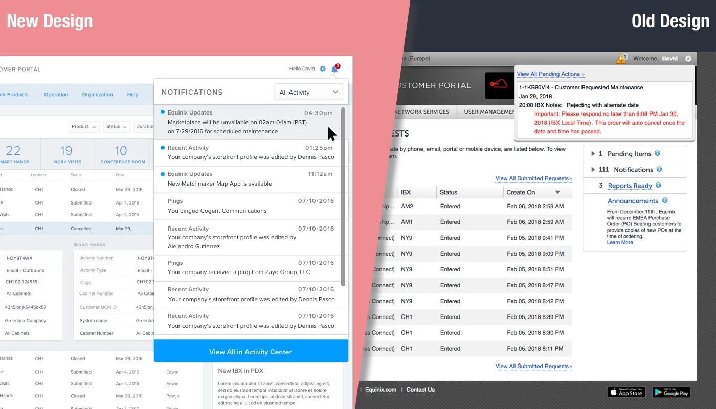 Notifications, new and old