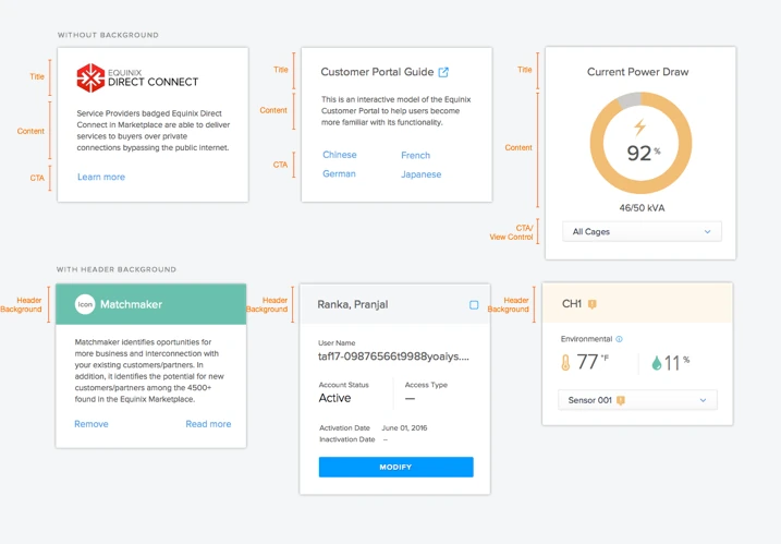 Card components from the style guide